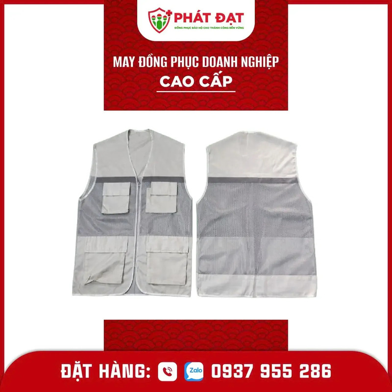 Áo ghi lê bảo hộ Kaki lưới màu xám