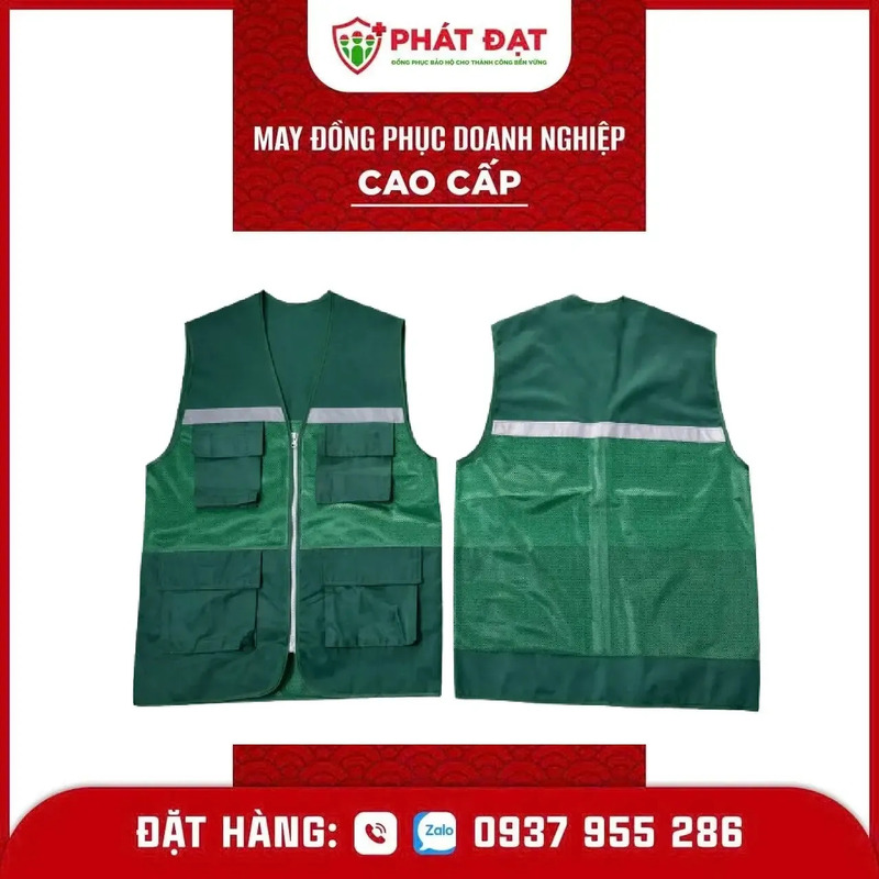 Áo ghi lê bảo hộ màu xanh 4 túi