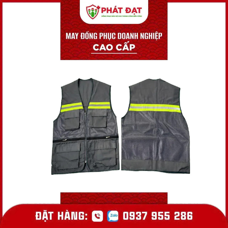 Áo ghi lê bảo hộ xám đậm 6 túi