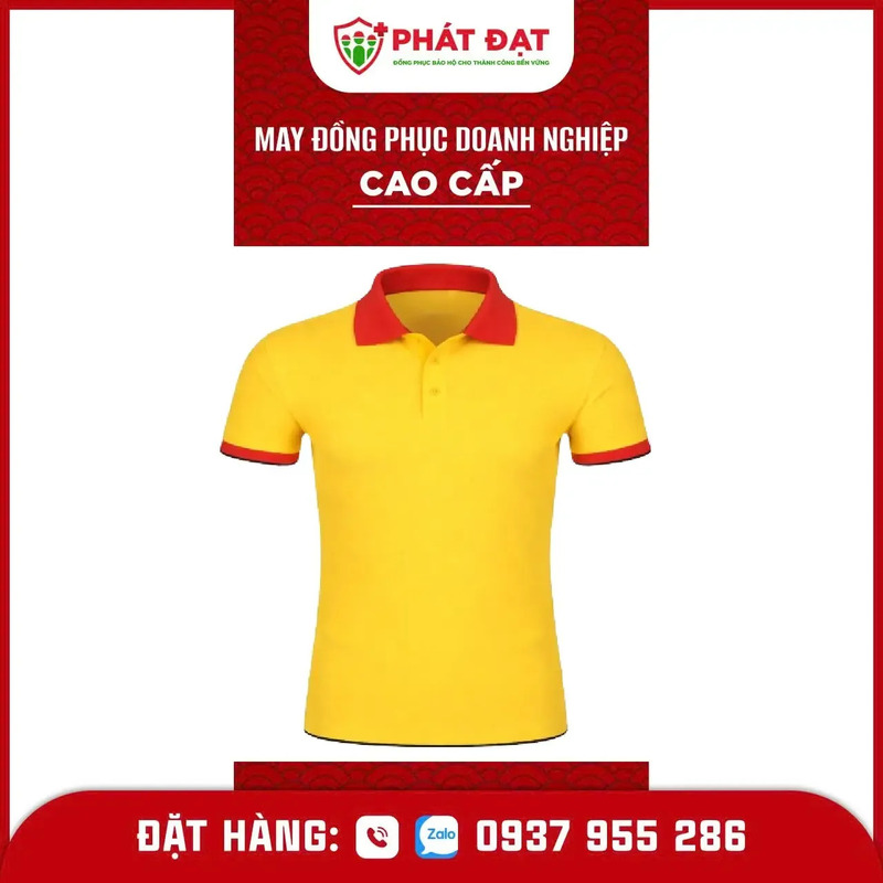 Áo thun đồng phục vàng phối đỏ