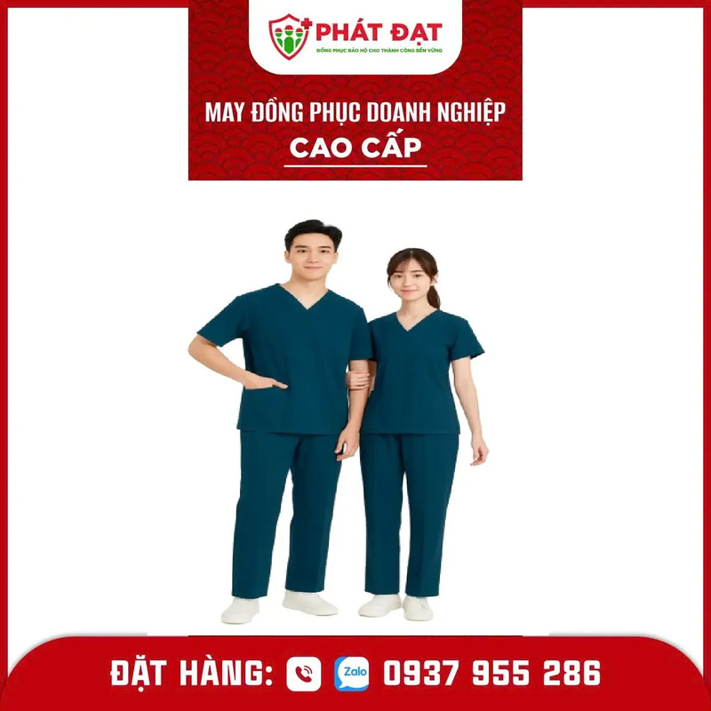 Đồng phục dược sĩ Kaki thun màu xanh