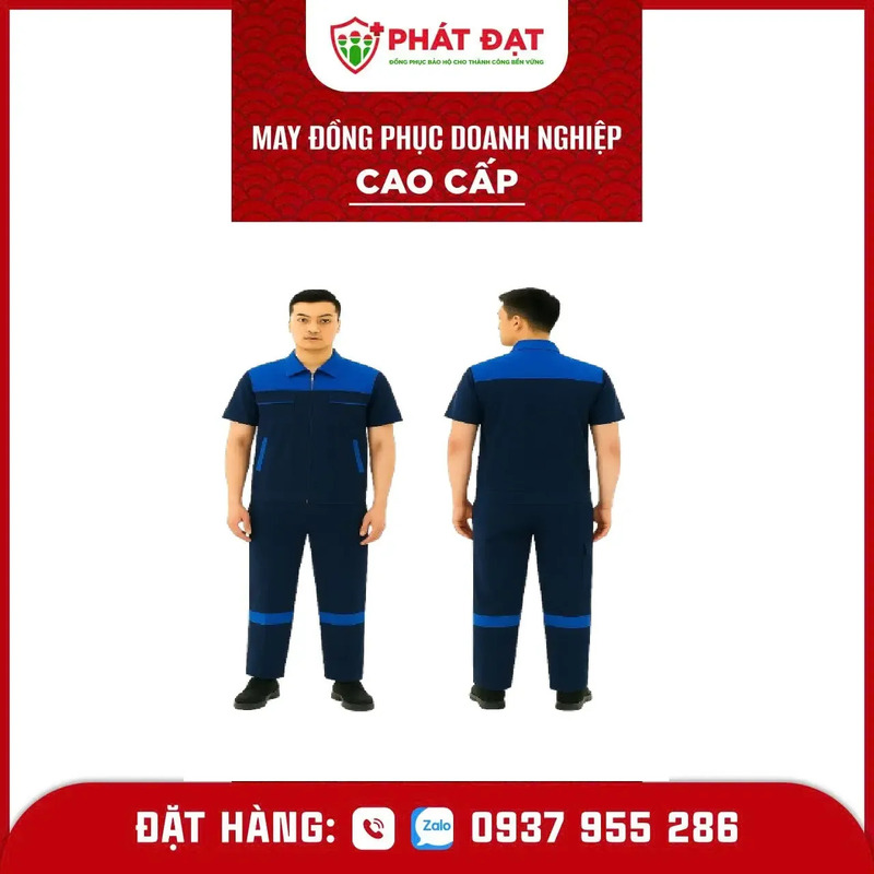 Đồng phục kỹ sư xanh đen phối bích Kaki thun